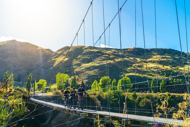 Riding over the Edgar Suspension Bridge